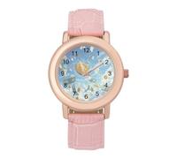 Dollar Bills and Bitcoin Fashion Women's Wrist Watches Analogue 3 Hand Leather Strap Quartz Watch