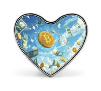 Dollar Bills And Bitcoin Novelty Brooches & Pins Heart Personalised Metal Lapel Badge With Butterfly Clutch Clasp