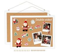 DOLLAR BOSS Cork Board Bulletin 30 X 40CM 2-Pack Double-Sided for Walls Wood Framed Picture Display Pin Home Kitchen Office Decorative Hanging 20 Pushpins, 2 PCS (DB-TZMDF-WT-CB-3040-2PC)