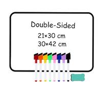 DOLLAR BOSS Double-Sided Whiteboard 21 x 30 cm, Magnetic White Board A4 Small Dry Erase White Board Mini Whiteboard, Portabl for Office with 1 Eraser Black
