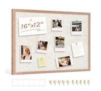Dollar BOSS Felt Framed Bulletin Board 16'' x12'' 1PC Small Cork Boards for Walls Cute Lightweight Aesthetic Corkboard for Office Home Decor College Dorm Room Photo Display with 10 Pins, Beige