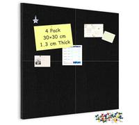 DOLLAR BOSS Felt Pin Board Cork Board 4 PCS, 30×30cm Self-Adhesive Cork Boards for Walls 1.3cm Thick Felt Board Tiles, Notice Board Bulletin Board Memo Board with Pins for Home Bedrooms Photos Black