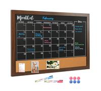 DOLLAR BOSS Magnetic Chalkboard Calendar and Cork Board Combo 45 X 60 cm, Chalk Board for Wall Blackboard Monthly Chalkboard Calendar for Wall Office, School and Home