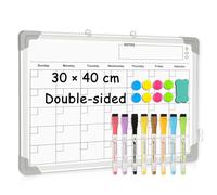 DOLLAR BOSS Magnetic Double-Sided Whiteboard Calendar 30 x 40cm - Dry Erase Planning A3 for Kitchen, School, Home, Office Memo