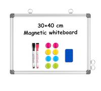 DOLLAR BOSS Magnetic Whiteboard Double-Sided 30 X 40 cm Dry Erase White Board for Walls with Pen Tray, Aluminium Trim and Dry-Wipe Writing Surface for School, Home and Office