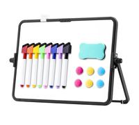 DOLLAR BOSS Small whiteboard Double-Sided with Stand, mini White Board Desktop 21×30cm A4 whiteboard, Magnetic Dry Erase Board for Desk and Wall Hanging with Markers and Magnets