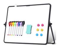 DOLLAR BOSS Small whiteboard Double-Sided with Stand, mini White Board Desktop 30×40cm A3 whiteboard, Magnetic Dry Erase Board for Desk and Wall Hanging with Markers and Magnets