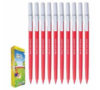 DOLLAR ColourMarkers Felt Tip Colouring Pens, RED, Fine Point, Pack of 10, Draw Colour Mark Sketch Write Shade Underline, School Office Home Everyday Use