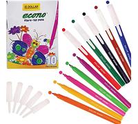 DOLLAR Econo Felt Tip Colouring Pens, MULTICOLOUR, Fine Point (0.5mm), Pack of 10, Ideal for Colour Write Draw Sketch Mark, Single Colour Felt Tip Pens