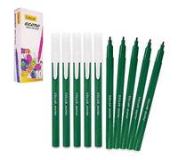 DOLLAR FeltStic Felt Tip Pens, GREEN, Pack of 10, Fine Point Fibre Pens, Write Colour Draw Sketch Colour Mark Fine Line Pens, School Office Home Use