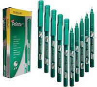 DOLLAR Fineliner Pens, GREEN, 0.3mm Ultra Fine Felt Tip, Pack of 20, Precise Writing, Write Draw Sketch Colour Mark Fine Line Pens