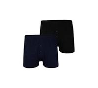 Dollar Jeans Espionage Mens Kingsize Big Size Twin Boxer Trunk Shorts Pack Buttons Elasticated 2XL Black Navy (U001)