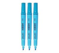 DOLLAR NeoMark Highlighter Pens, BLUE, Pack of 3, Chisel Tip (5.0mm), Multipack, Fast-drying, Fluorescent Colour, Perfect for School Office Home Highlighters