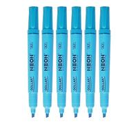 DOLLAR NeoMark Highlighter Pens, BLUE, Pack of 6, Chisel Tip (5.0mm), Multipack, Fast-drying, Fluorescent Colour, Perfect for School Office Home Highlighters