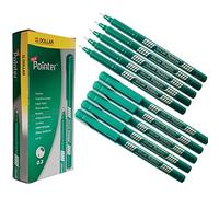 DOLLAR Pointer Fine Line Fineliner Pens Writing Pack Write Sketch Draft Draw (10 x 0.3mm Felt Tip GREEN Pens + 1 x ZOFAX Grippo Ball Blue Pen)