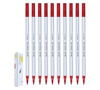 DOLLAR PointerStic Felt Tip Colouring Pens, RED, Medium Point (1.0mm), Pack of 10, Ideal for Write Draw Sketch Colour, School Office Home Use