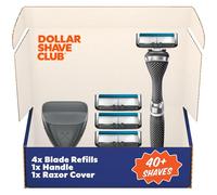 Dollar Shave Club | 6-Blade Travel Shaving Kit | Diamond Grip Club Series Razor Handle, 6-Blade Cartridges and Cover, Blue (pack of 1)