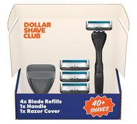 Dollar Shave Club | 6-Blade Travel Shaving Kit | Diamond Grip Club Series Razor Handle, 6-Blade Cartridges and Cover, Blue (pack of 1)