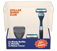 Dollar Shave Club | The Guest Pass Shave Set | 2 Extra Close Refill Cartridges, 1 Handle (Blue), 1 Razor Cover
