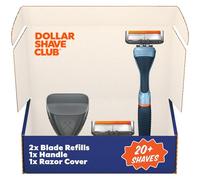 Dollar Shave Club | The Guest Pass Shave Set | 2 Extra Close Refill Cartridges, 1 Handle (Blue), 1 Razor Cover