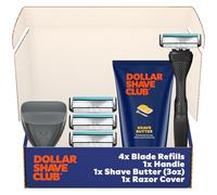 Dollar Shave Club | The Member Exclusive Shave Set | 4 Swift Rinse Refill Cartridges, 1 Handle (Black), 1 Shave Butter 3 ounce, 1 Razor Cover