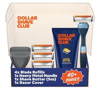 Dollar Shave Club | The Member Exclusive Shave Set | 4 Swift Rinse Refill Cartridges, 1 Handle (Blue), 1 Shave Butter 3 ounce, 1 Razor Cover