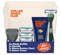 Dollar Shave Club | The Member Exclusive Shave Set | 4 Swift Rinse Refill Cartridges, 1 Handle (Green), 1 Shave Butter 3 ounce, 1 Razor Cover