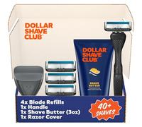 Dollar Shave Club | Welcome Shave Set | 4 Extra Close Refill Cartridges, 1 Handle (Black), 1 Shave Butter 3 ounce, 1 Razor Cover