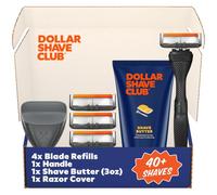 Dollar Shave Club | Welcome Shave Set | 4 Extra Close Refill Cartridges, 1 Handle (Black), 1 Shave Butter 3 ounce, 1 Razor Cover