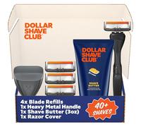Dollar Shave Club | Welcome Shave Set | 4 Extra Close Refill Cartridges, 1 Handle (Black), 1 Shave Butter 3 ounce, 1 Razor Cover