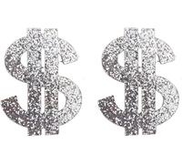 Dollar Sign Acrylic Dangle Drop Earrings Hip Hop Accesories for 70s 80s 90s Costume Accessories Halloween Jewelry, 1, Resin, No Gemstone