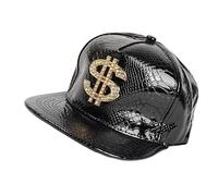 Dollar Sign Baseball Hat - Adjustable Rapper Hat - Rock Hip Hop Baseball Hat Adjustable Clear Diamond Inlaid Dollar Pattern, More Dazzling, Fashionable and Cool Black
