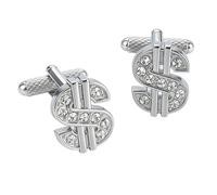 Dollar Sign $ Bling Cufflinks - Onyx Art CK856 Rich Wealthy Gift in Premier Life Packaging