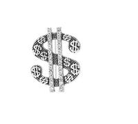 Dollar Sign Brooch Pin Vintage Gold Tone Rhinestone Dollar Money Lapel Pin Badge for Women Men Jewelry-sliver