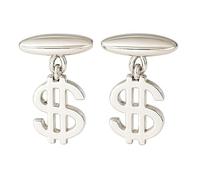 Dollar Sign $ Chain Link Cufflinks - Onyx Art CK327 Mens Novelty Gift Cuffs In Premier Life Packaging