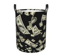 (Dollar Sign Money) Large Capacity Waterproof Laundry Hamper Foldable Portable Storage Basket For Bathroom Laundry Bedroom