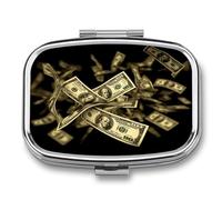 Dollar Sign Money Pill Box Medicine Pill Organizer Small Pill Case Travel Pill Container Portable Pill Case for Pocket 2 Compartment Pill Holder Pill Boxes for Travel