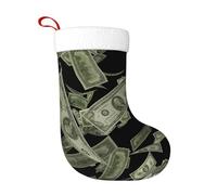 Dollar Sign Money Plush Christmas Stocking, Large Festive Hanging Ornament For Tree, 45cm Polyester Style Holiday Decor