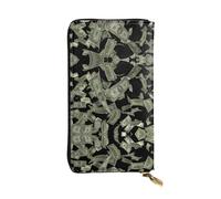 Dollar Sign Money Print Leather Long Clutch Wallet – Fashionable Personalized Wallet, Multiple Card Slots, Gift Ready, Black, One Size, Black, One Size