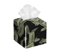 Dollar Sign Money Print Square Tissue Box Cover,Leather Tissue Boxes Organizer Holder Decor for Bathroom