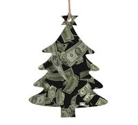 Dollar Sign Money Print Wooden Christmas Ornaments Xmas Hanging Pendants For Home Party Xmas Present Decorations
