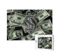 Dollar Sign Money Printed 300 Pieces Jigsaw Puzzle with Storage Box, Wooden Puzzle for Adults and Kids, Family Fun Decorative Game, 40x28 CM