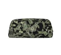 Dollar Sign Money Printing School Leather Zippered Fountain Ballpoint Rollerball Pens Pouch Pencils Case Holder for Pupil