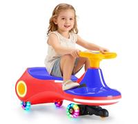 DollarDash 12V Electric Wiggle Car with Pedal, Rechargeable Battery, 3-in-1 Swing Car, Anti-Rollover Ride-On Toy with Flashing Wheels & Music, 3 Speeds Max 5 Mph, 72.6Kg Max Load, for Ages 3 and Up