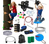 Dollate 160FT Zip Lines for Kids and Adults Outdoor: 400LBS Capacity Updated Removable Design Trolley,Safety Harness,Thickened Seat,Quick Tighten Zipline Kits for Backyard