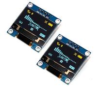 DollaTek 2Pcs 0.96" I2C IIC SPI Serial 128x64 OLED Display 1306 Module Board with Pin Headers for Arduino - Yellow Blue font