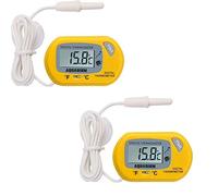 DollaTek 2Pcs LCD Digital Aquarium Thermometer Fish Tank Water Terrarium Temperature - Yellow