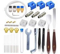 DollaTek 34 Pcs 3D Printer Accessories Kit, 3 Nozzle + 3 Heater Block + 3 Throat Tube + 3 MK10 Silicone Socks + 10 Cleaning needle + Other Parts for MK10 3D Printer 1.75mm Filament Extruder