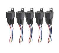 DollaTek 5Pcs JD1914 12V 40A Car Relay with Harness Sockets 5 Pin SPDT Relay with Color-labeled Wires for Automotive Truck Van Motorcycle Boat
