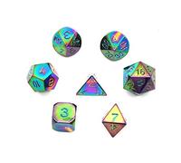 DollaTek 7 PCS Metal Dice Set DND Game Polyhedral Solid Metal D&D Dice Set with Storage Bag and Zinc Alloy with Enamel for Role Playing Game Dungeons and Dragons(Colorful Baking Paint)